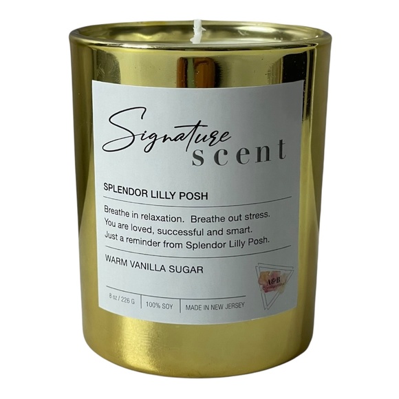 Splendor Lilly Posh Signature Scent Warm Vanilla Sugar Soy Wax Candle - Picture 4 of 7